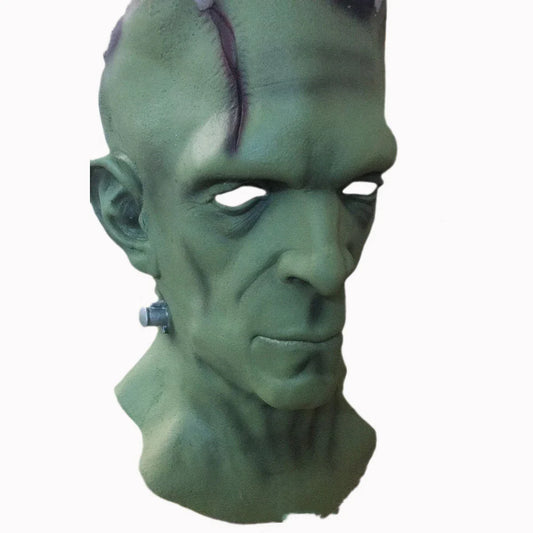 Premium green latex Halloween mask for horror-themed masquerades and costume parties