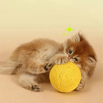 Interactive sisal cat scratching ball with sound, a unique toy that keeps cats entertained and promotes healthy scratching habits.