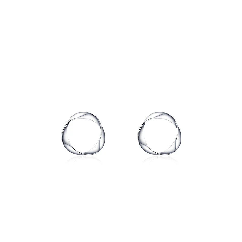 Stylish geometric silver earrings with an irregular circular design, crafted from premium 925 sterling silver for a modern, elegant look.
