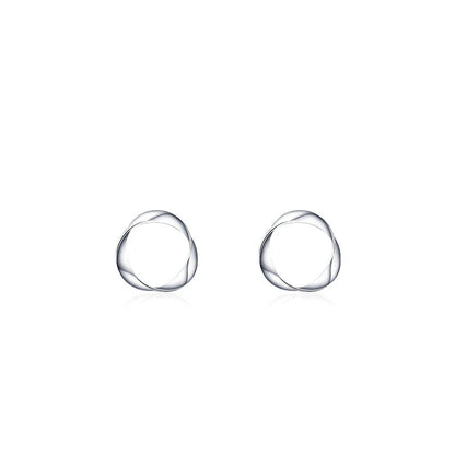 Stylish geometric silver earrings with an irregular circular design, crafted from premium 925 sterling silver for a modern, elegant look.