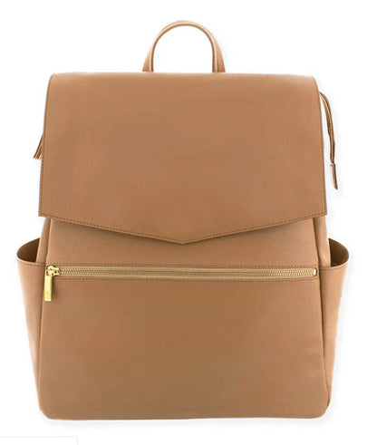 Premium PU mummy backpack with multi-functional design, soft durable exterior, and convenient zipper closure