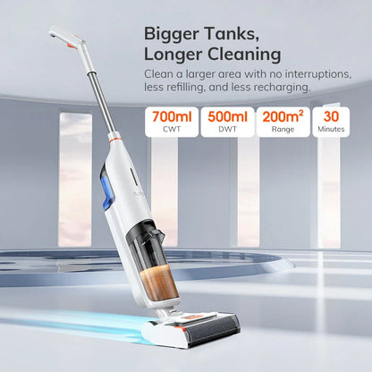 Cordless wet and dry cleaning smart robotic mop with powerful suction, dual water tanks, and self-cleaning function for effortless home cleaning