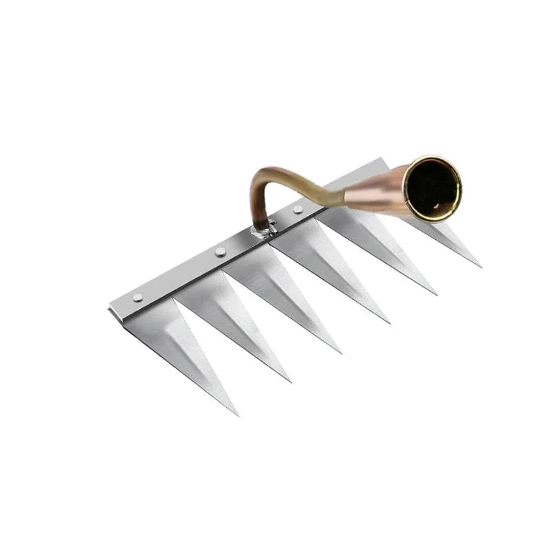 Premium multi-purpose gardening hoe with high carbon steel construction and a range of tooth count options for versatile weeding and soil preparation tasks
