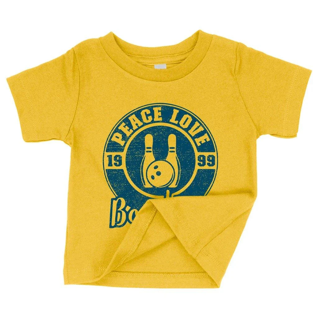 Cosy and comfortable baby bowling t-shirt in white, made with premium Airlume cotton for a flexible fit