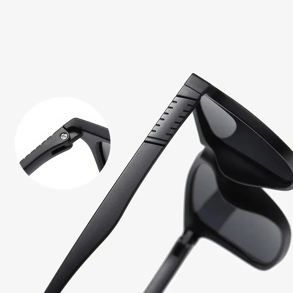 Classic Square Polarised Sunglasses with Plastic Titanium Frame and UV Protection