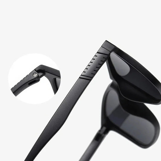 Classic Square Polarised Sunglasses with Plastic Titanium Frame and UV Protection