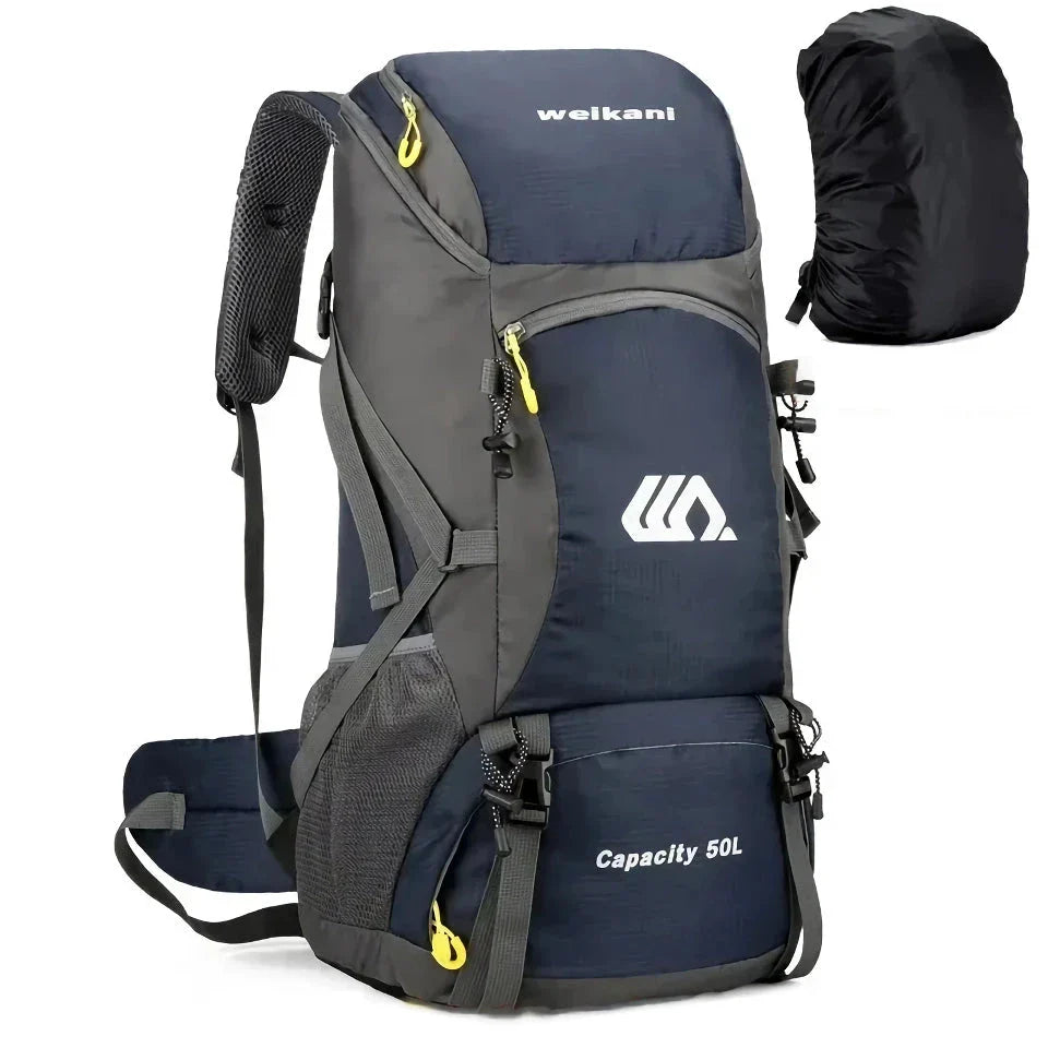 Premium 50L waterproof backpack with hydration system, shoe compartment, and reflective safety features for outdoor adventures