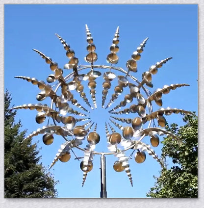 Premium kinetic garden spinner with mesmerizing dual-motion design, crafted from durable metallic materials for all-weather use.