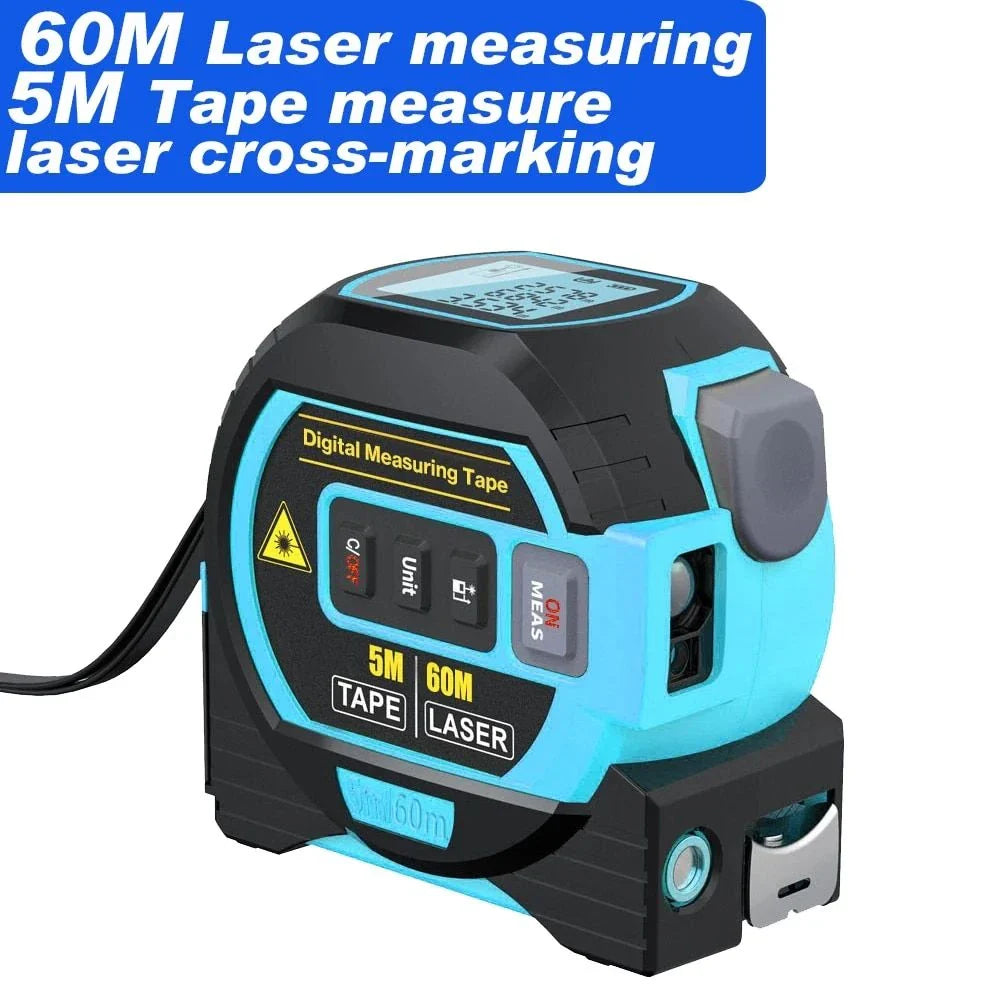 Premium Laser Distance Meter with 5m Tape Measure and Cross-Marking Functionality