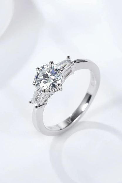 Captivating moissanite and platinum-plated ring with a sleek, minimalist design
