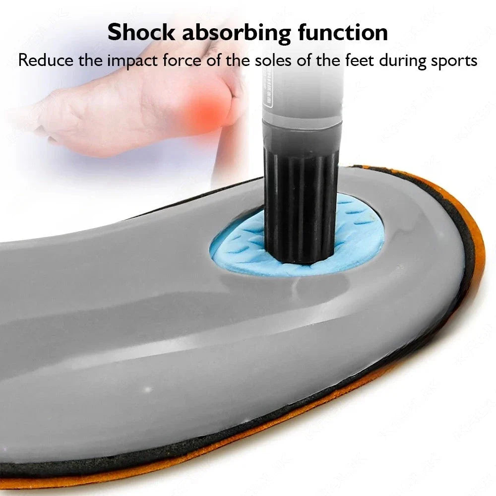 Premium orthopaedic leather insoles with 3D design for superior arch support and foot comfort