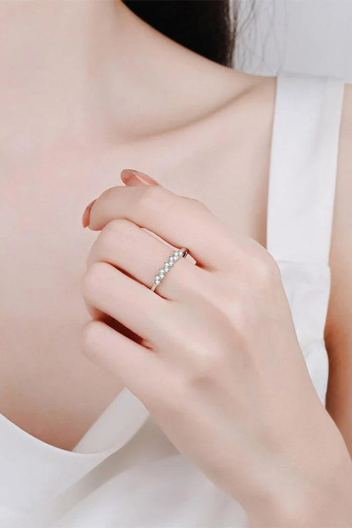 Elegant 925 sterling silver moissanite ring with minimalist design and sparkling moissanite stone