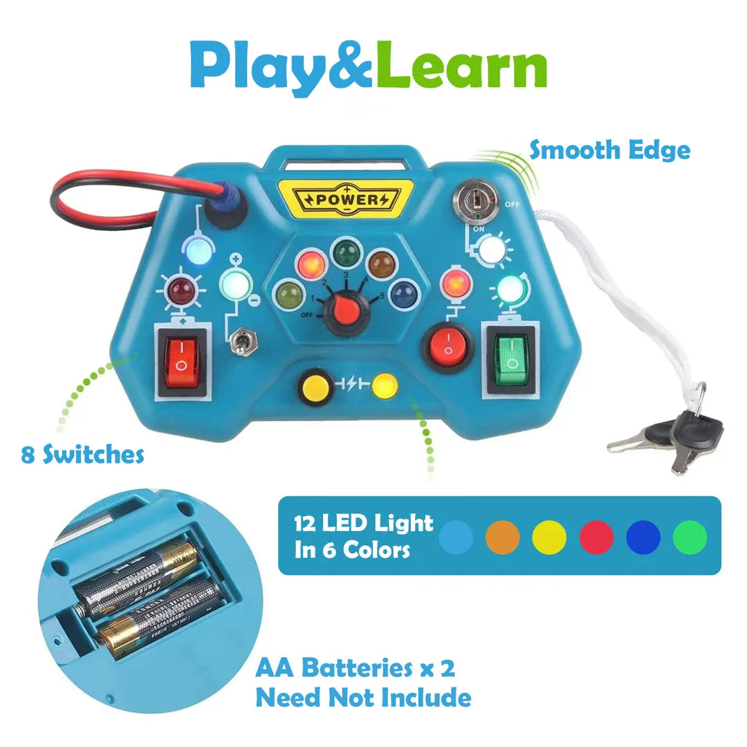 Montessori busy board educational toy for toddlers with various interactive features