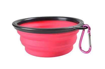 A collapsible pet silicone bowl in black, with a large 350 ml capacity, designed for outdoor adventures with your furry friend.