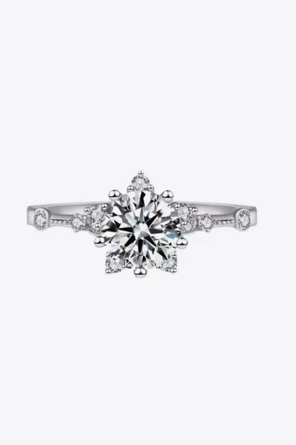 Exquisite 1 carat moissanite ring with 6-prong setting in 925 sterling silver and 18K rose gold plating