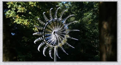 Premium kinetic garden spinner with mesmerizing dual-motion design, crafted from durable metallic materials for all-weather use.