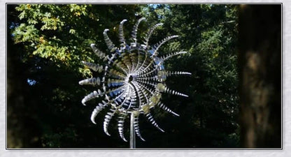 Premium kinetic garden spinner with mesmerizing dual-motion design, crafted from durable metallic materials for all-weather use.