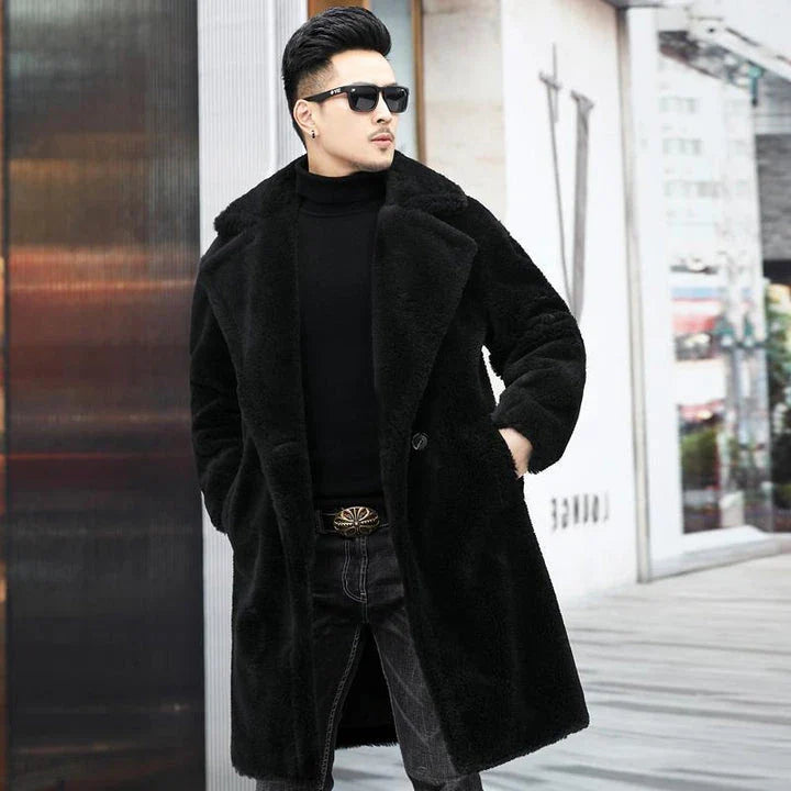 Premium British cashmere fur coat with tailored silhouette and stylish fur trim for exceptional winter warmth and elegance