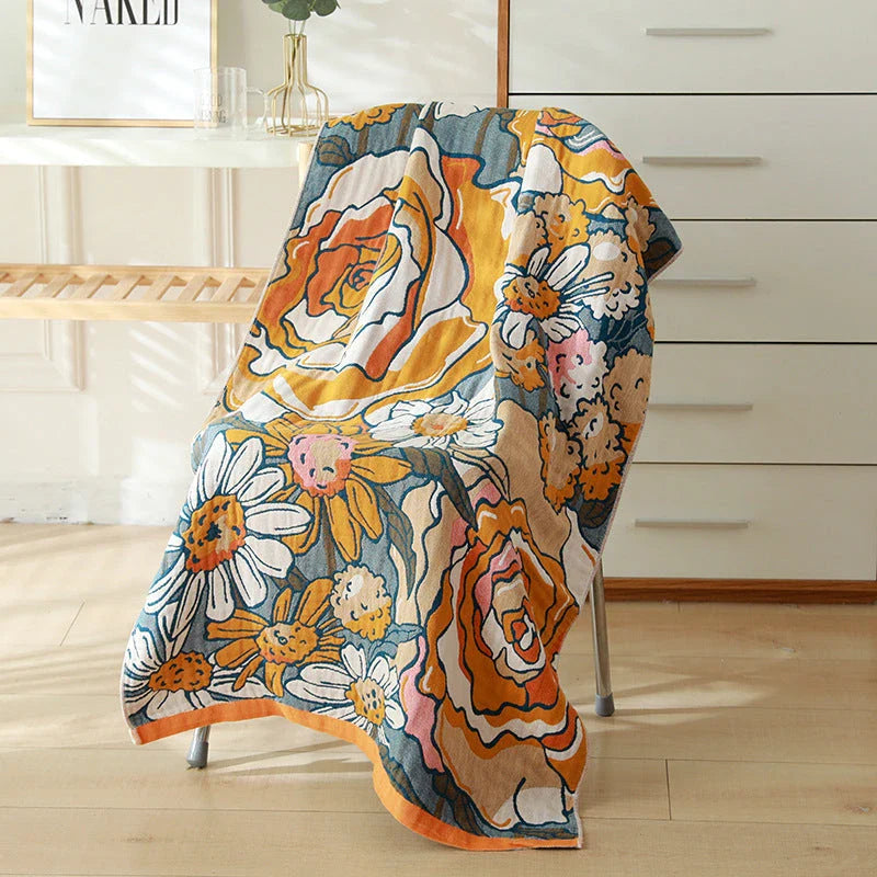 Luxuriously soft and quick-drying cartoon bath towel with 5-layer gauze cotton construction