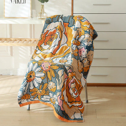 Luxuriously soft and quick-drying cartoon bath towel with 5-layer gauze cotton construction