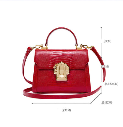 Stylish one-shoulder oblique back handbag in various colours, crafted with premium cowhide leather for timeless British elegance