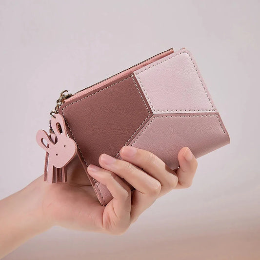 PU Leather Women's Wallet in Black, Blue, and Pink Colours