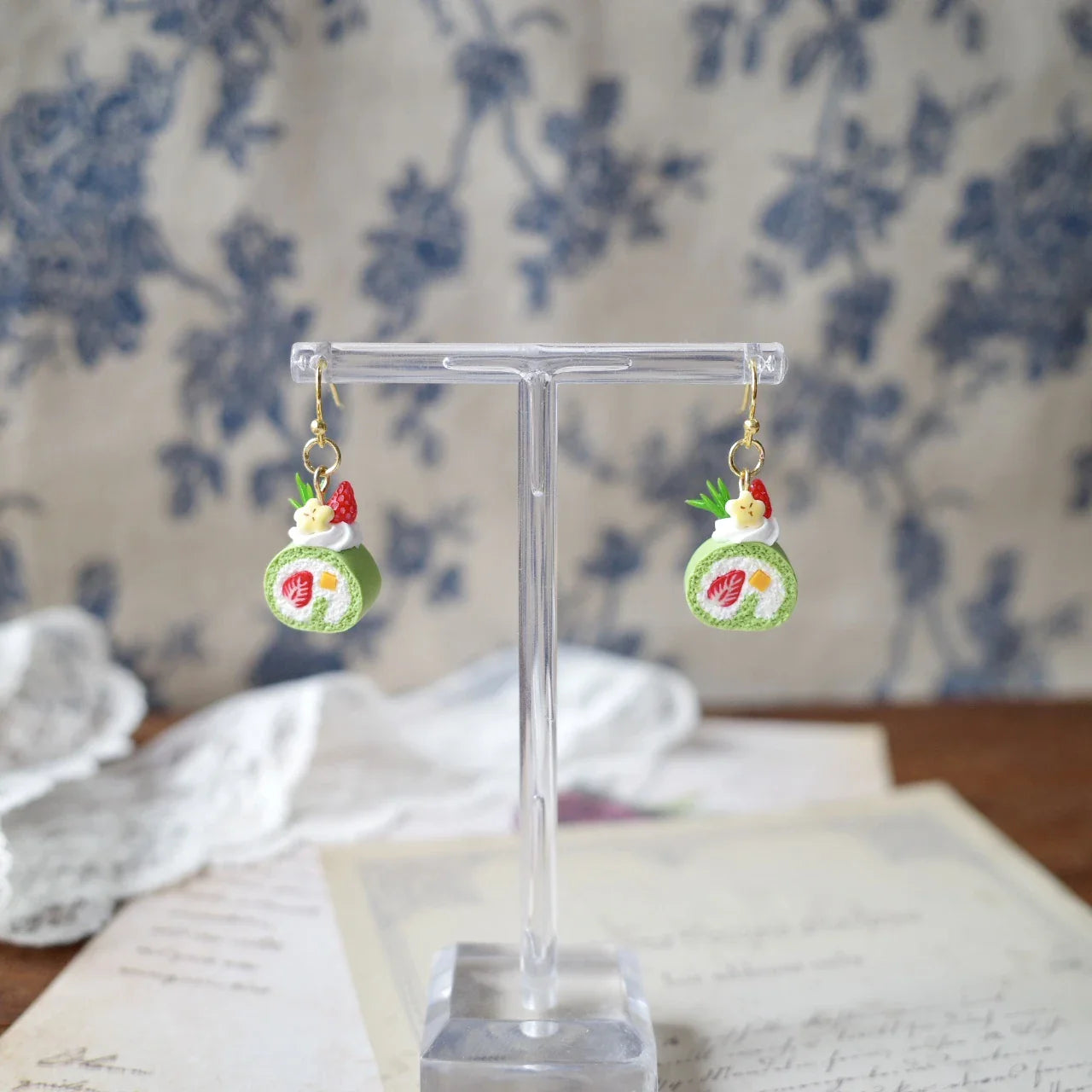 Handcrafted dessert-inspired earrings in copper color, featuring unique cookie, cake, and snack designs