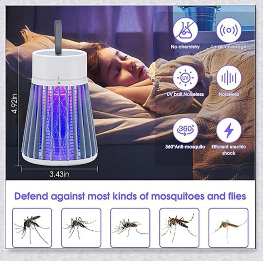 A versatile mosquito killer lamp that uses blue-violet light to attract and zap flying insects like mosquitoes, flies, and moths.
