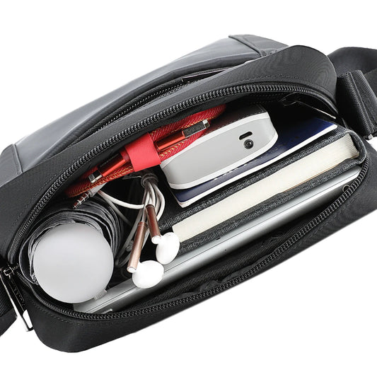Premium quality men's classic business shoulder briefcase made of durable Oxford cloth with sleek square vertical design and ample interior storage compartments