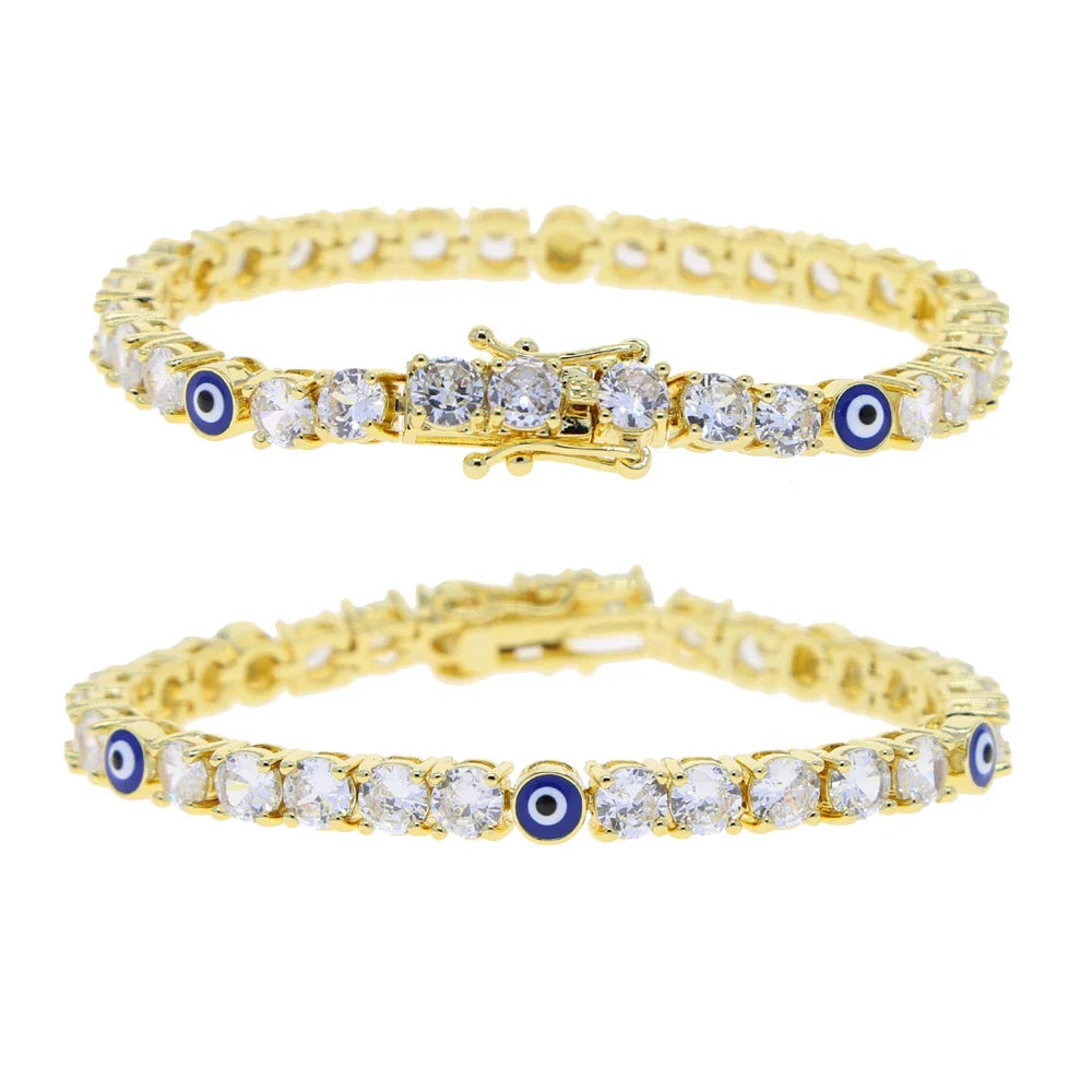 Elegant 5mm zircon tennis bracelet in silver or gold with adjustable length options