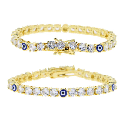 Elegant 5mm zircon tennis bracelet in silver or gold with adjustable length options