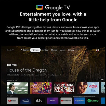 Trendha 4K Ultra HD Smart TV Box with 4K display, Dolby Atmos audio, and Google TV integration