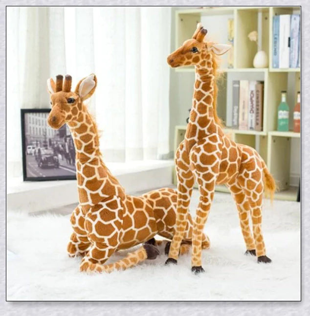 Huge, realistic giraffe plush toys in various sizes, made of soft cotton for cuddly comfort
