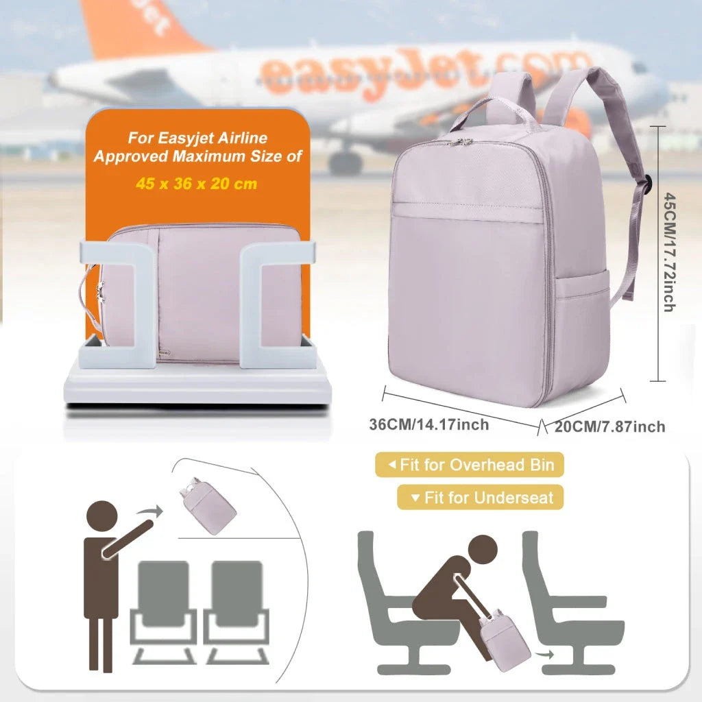 Premium Airline-Approved Travel Backpack in Purple, with Waterproof Nylon Construction, Spacious Capacity, and Comfortable Design