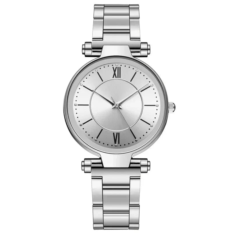 Exquisite rose gold stainless steel ladies' quartz watch with a classic, elegant design