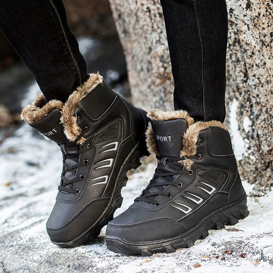Premium high-top cotton boots for men in black and brown, designed for warmth and style during the UK winter season.