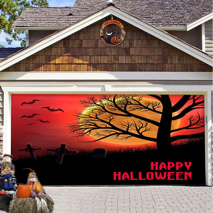 Decorative hanging cloth fabric with geometric abstraction pattern for Halloween party backdrop