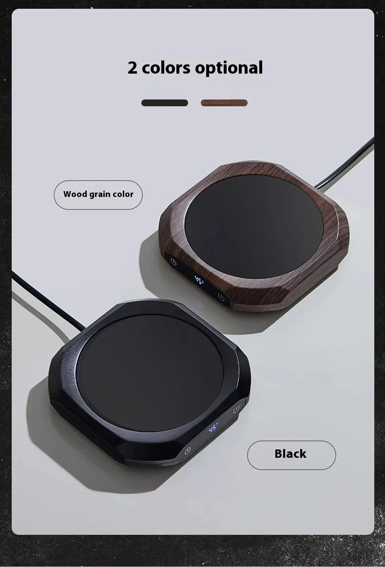 A black or wood grain-coloured thermal insulation heating pad with a sleek and modern design, providing consistent warmth and temperature control.
