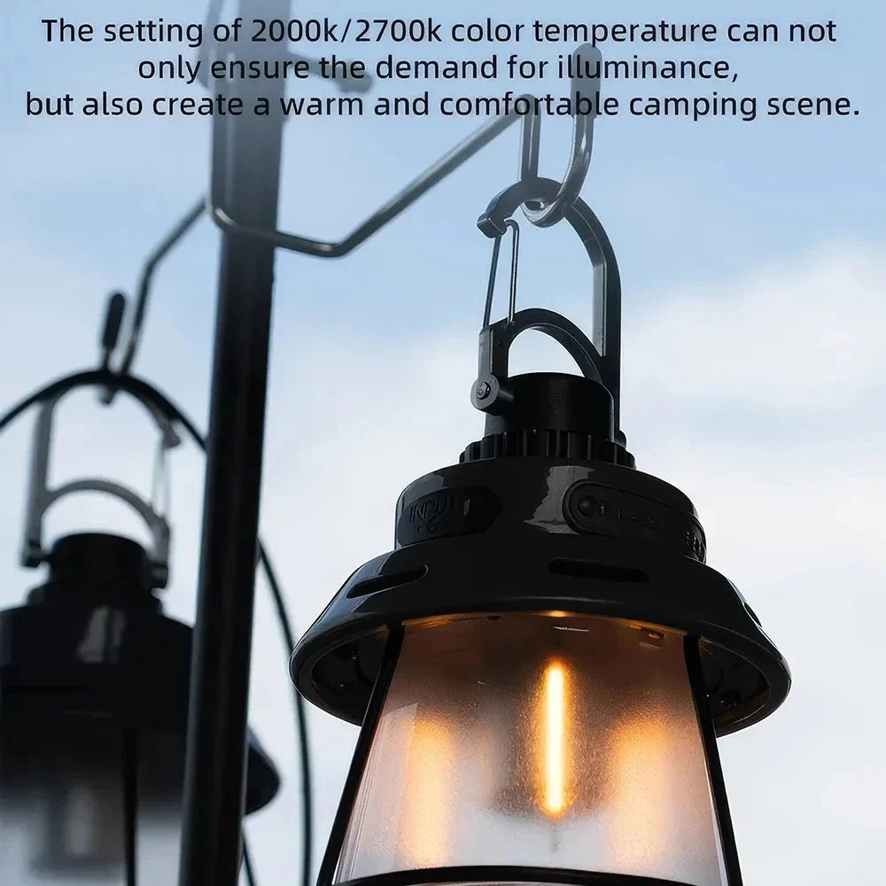 Portable Camping Light with four-level lighting, magnetic attachment, and convenient hook for versatile outdoor illumination