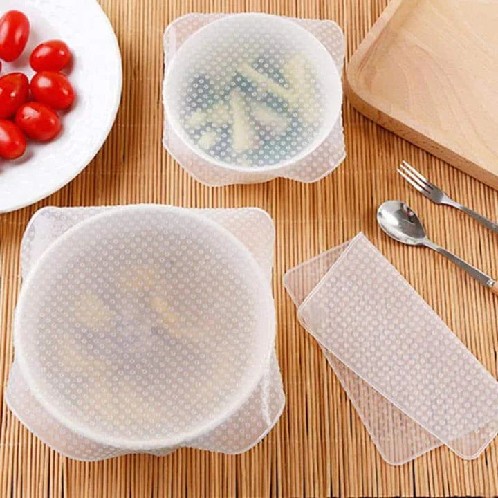 Premium silicone food wraps in various sizes, reusable and eco-friendly for fresh food storage