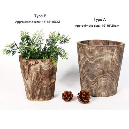 Handmade wooden flower pot and vase in a modern, minimalist design made from sustainable willow wood