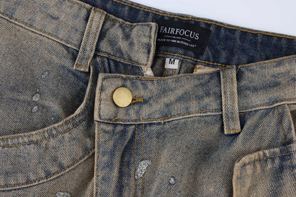 Premium cotton denim cargo trousers with a retro-inspired design, perfect for British street fashion