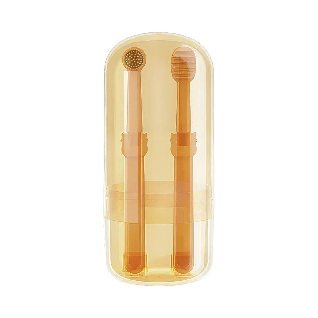 Premium pet dental care kit with dual-sided toothbrush and silicone handle for dogs and cats