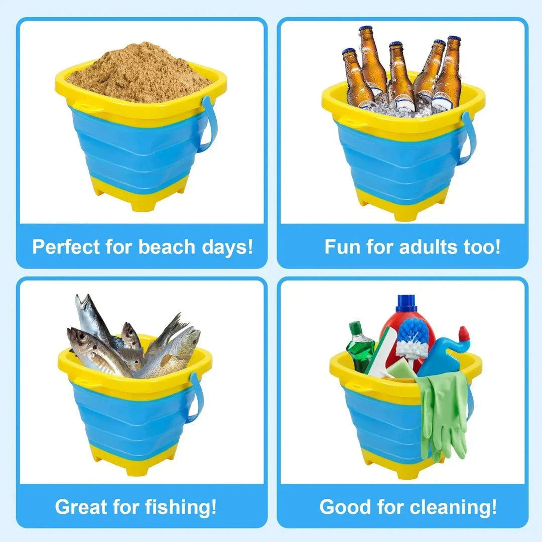Collapsible Silicone Beach Bucket for Kids - Portable and Durable Summer Essential