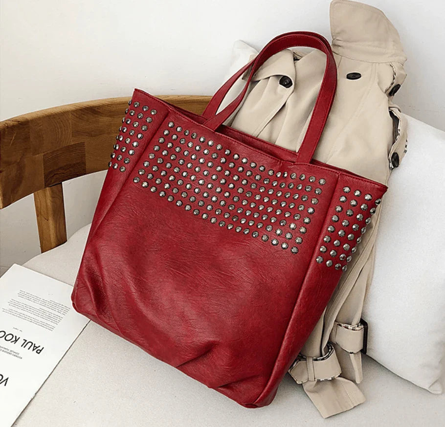 Premium British leather tote bag in black, featuring a large capacity design and stylish, versatile appeal.