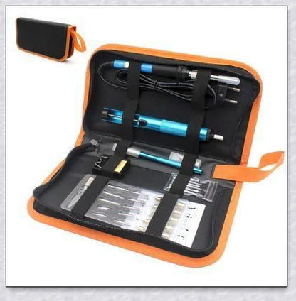 Premium wood burning kit with adjustable temperature, interchangeable tips, and metal stencils for personalized designs and creative projects