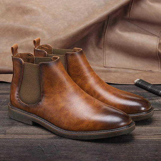 Fashionable British short boots with retro Martin style, featuring a sleek silhouette, durable rubber sole, and premium artificial PU upper