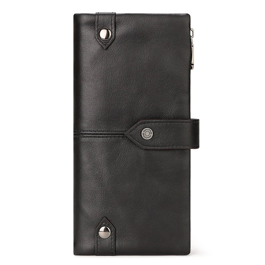 Premium British leather wallet in red, black, and brown colours with a minimalist, sophisticated design