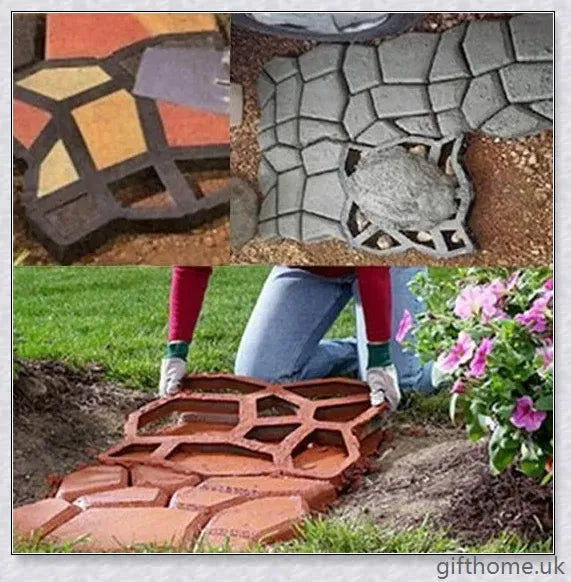 Durable, reusable DIY paving mould for creating custom garden paths, patios, and walkways in a variety of patterns