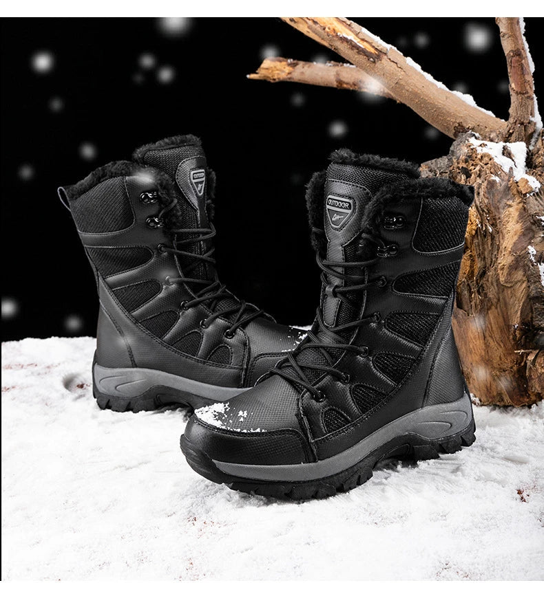 Rugged and insulated winter boots designed for the adventurous British man, featuring a durable, water-resistant outer shell and a flexible, supportive design.